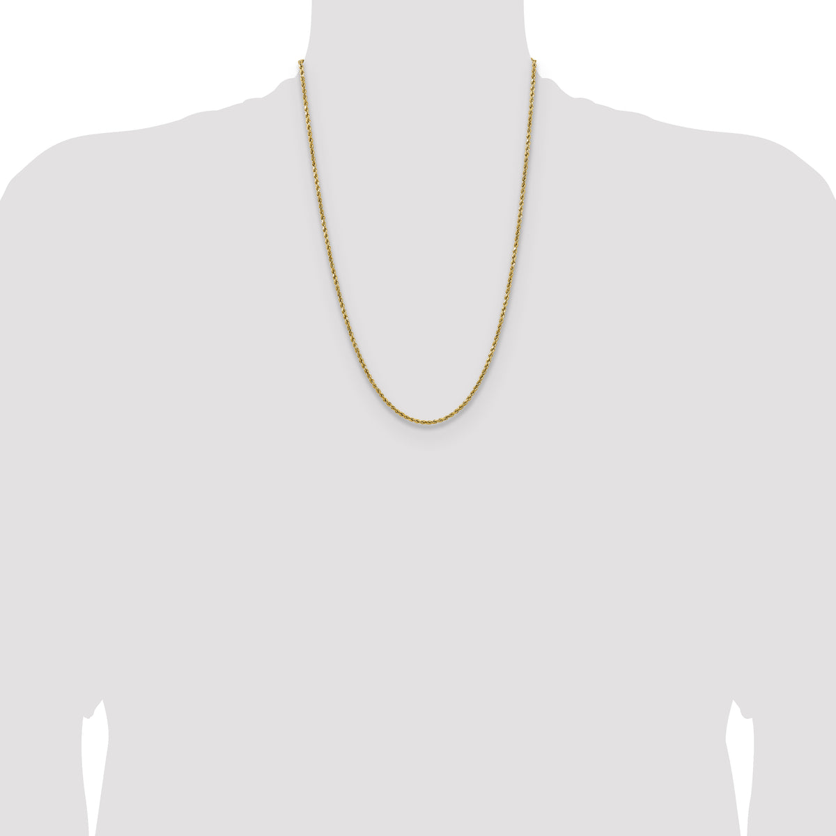 Gold (10K & 14K) Semi-Solid Diamond-Cut Rope Chain - 14k Yellow Gold / 24 in / 2.5 mm