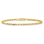 Gold (10K & 14K) Semi-Solid Diamond-Cut Rope Chain Bracelet - 14k Yellow Gold / 7 in / 2.5 mm