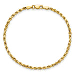 Gold (10K & 14K) Semi-Solid Diamond-Cut Rope Chain Bracelet - 14k Yellow Gold / 7 in / 2.5 mm