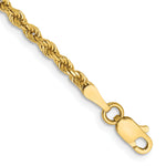 Gold (10K & 14K) Semi-Solid Diamond-Cut Rope Chain Bracelet - 14k Yellow Gold / 7 in / 2.5 mm