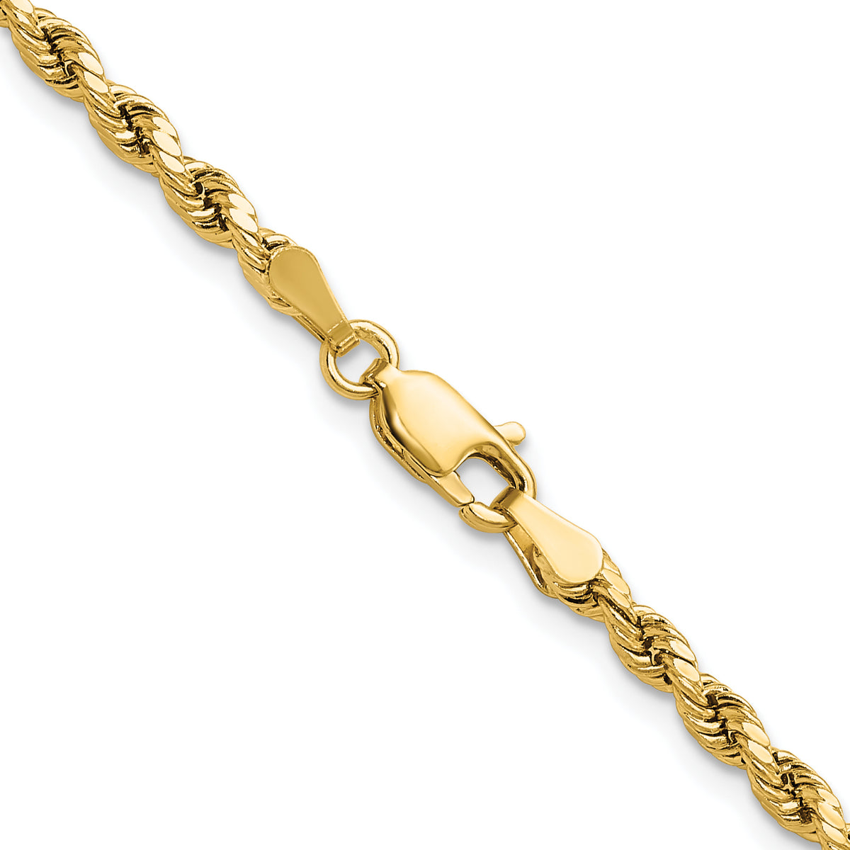 Gold (10K & 14K) Semi-Solid Diamond-Cut Rope Chain - 14k Yellow Gold / 16 in / 3 mm