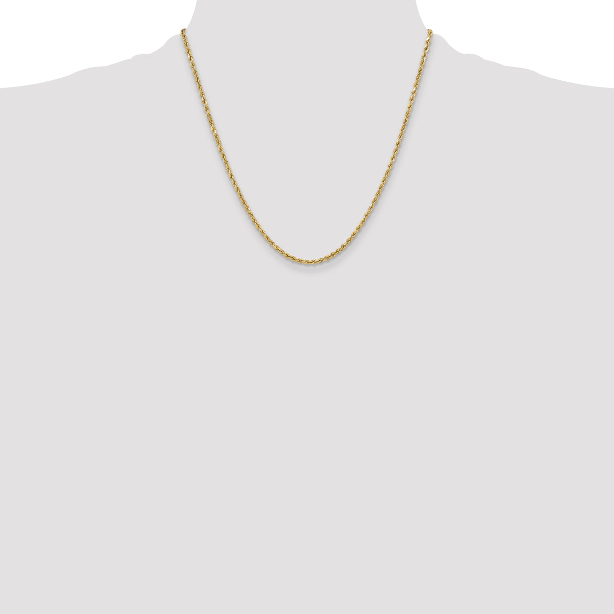 Gold (10K & 14K) Semi-Solid Diamond-Cut Rope Chain - 14k Yellow Gold / 20 in / 3 mm