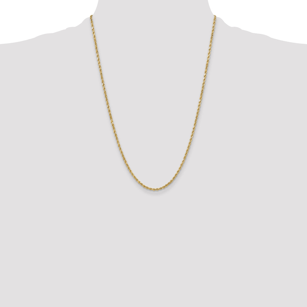 Gold (10K & 14K) Semi-Solid Diamond-Cut Rope Chain - 14k Yellow Gold / 24 in / 3 mm