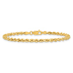 Gold (10K & 14K) Semi-Solid Diamond-Cut Rope Chain Bracelet - 14k Yellow Gold / 7 in / 3 mm