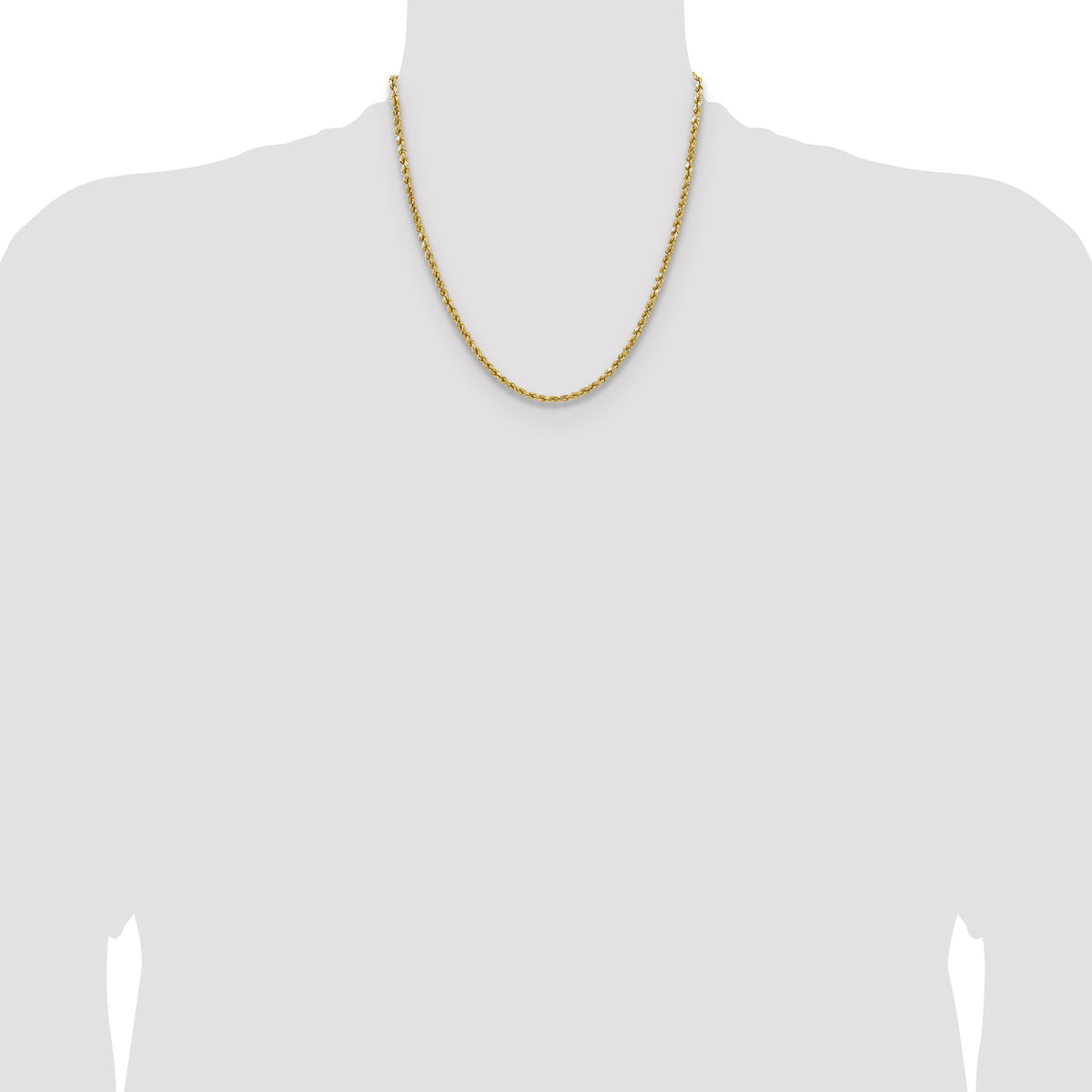 Gold (10K & 14K) Semi-Solid Diamond-Cut Rope Chain - 14k Yellow Gold / 20 in / 3.5 mm