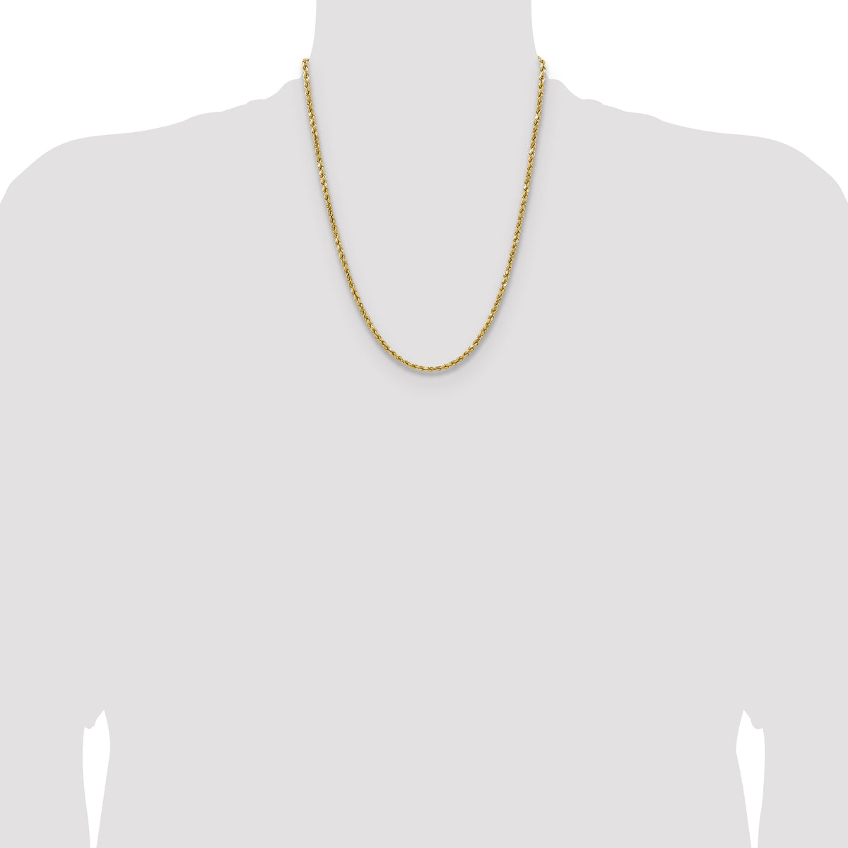 Gold (10K & 14K) Semi-Solid Diamond-Cut Rope Chain - 14k Yellow Gold / 22 in / 3.5 mm