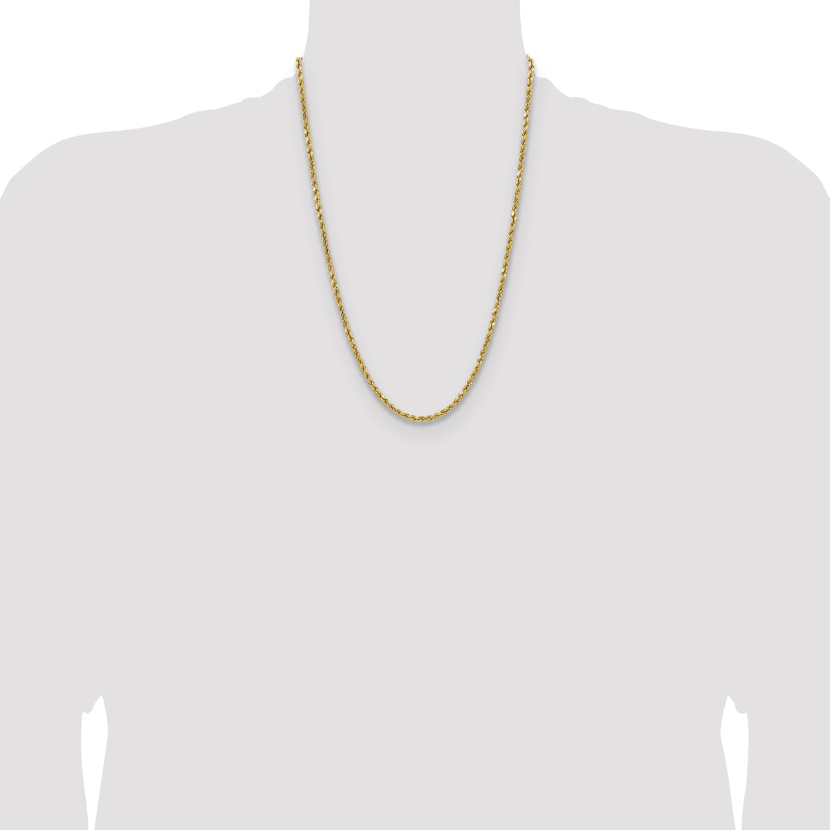 Gold (10K & 14K) Semi-Solid Diamond-Cut Rope Chain - 14k Yellow Gold / 24 in / 3.5 mm