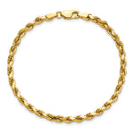 Gold (10K & 14K) Semi-Solid Diamond-Cut Rope Chain Bracelet - 14k Yellow Gold / 7 in / 3.5 mm
