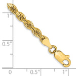 Gold (10K & 14K) Semi-Solid Diamond-Cut Rope Chain Bracelet - 14k Yellow Gold / 7 in / 3.5 mm