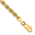 Gold (10K & 14K) Semi-Solid Diamond-Cut Rope Chain Bracelet - 14k Yellow Gold / 7 in / 3.5 mm