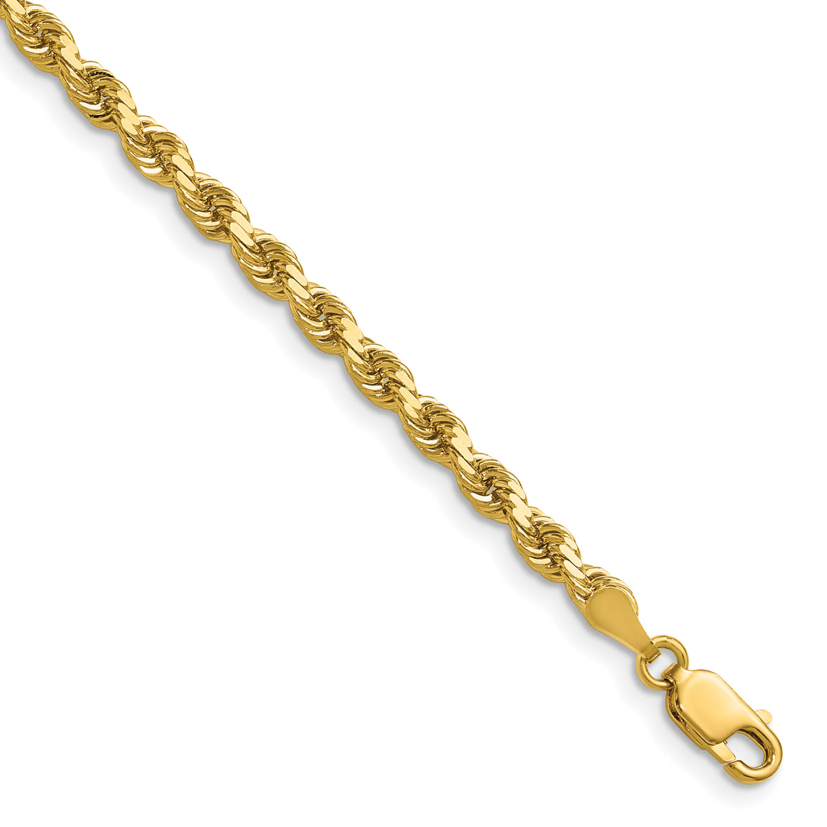 Gold (10K & 14K) Semi-Solid Diamond-Cut Rope Chain - 14k Yellow Gold / 16 in / 3.5 mm
