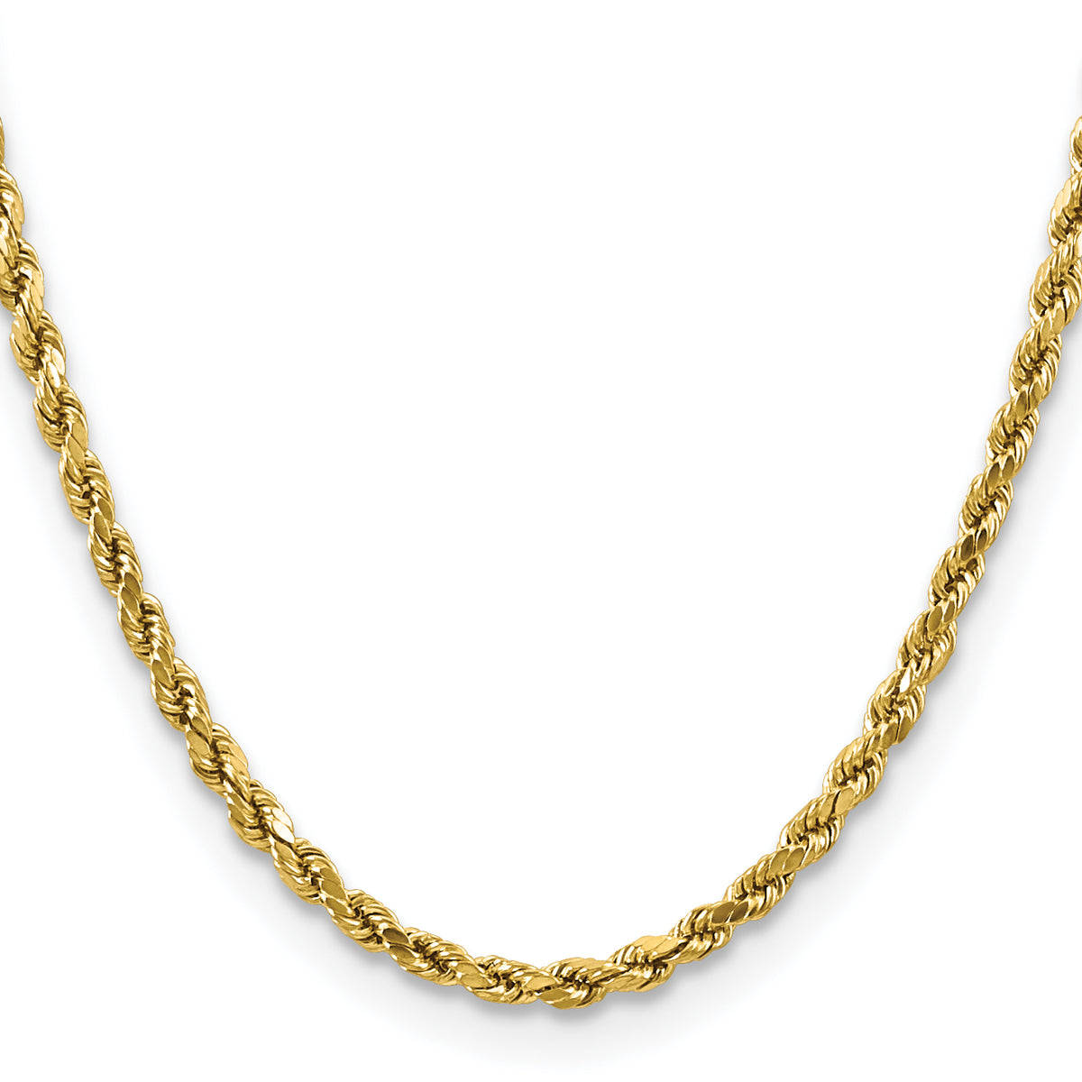 Gold (10K & 14K) Semi-Solid Diamond-Cut Rope Chain - 14k Yellow Gold / 16 in / 4 mm