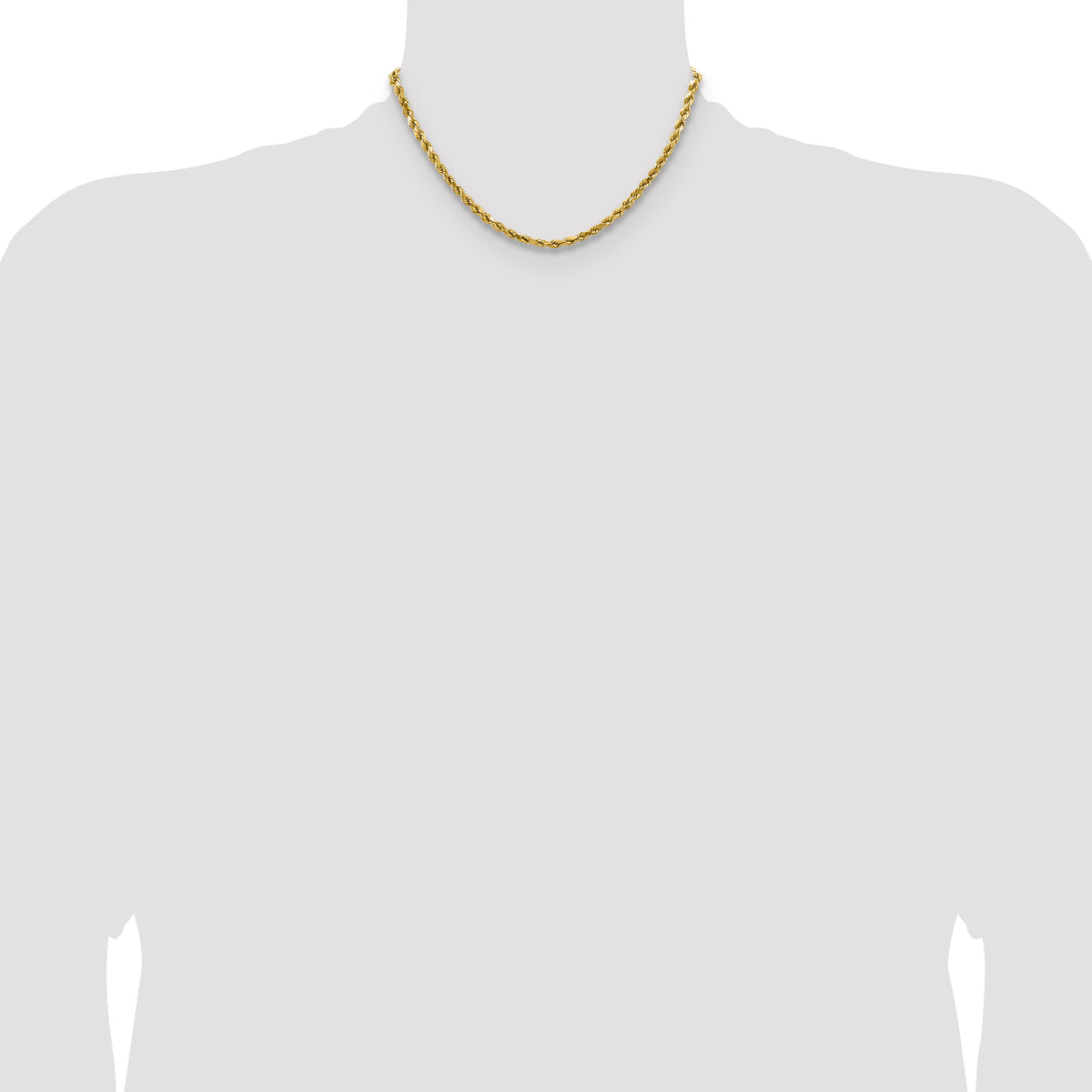 Gold (10K & 14K) Semi-Solid Diamond-Cut Rope Chain - 14k Yellow Gold / 16 in / 4 mm