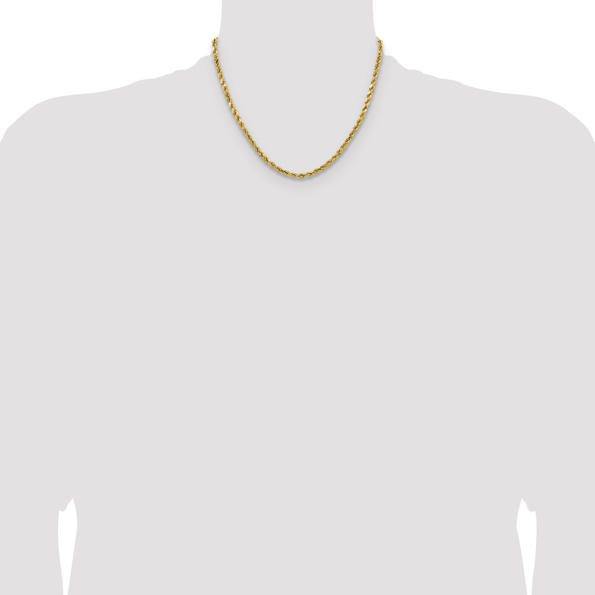 Gold (10K & 14K) Semi-Solid Diamond-Cut Rope Chain - 14k Yellow Gold / 18 in / 4 mm