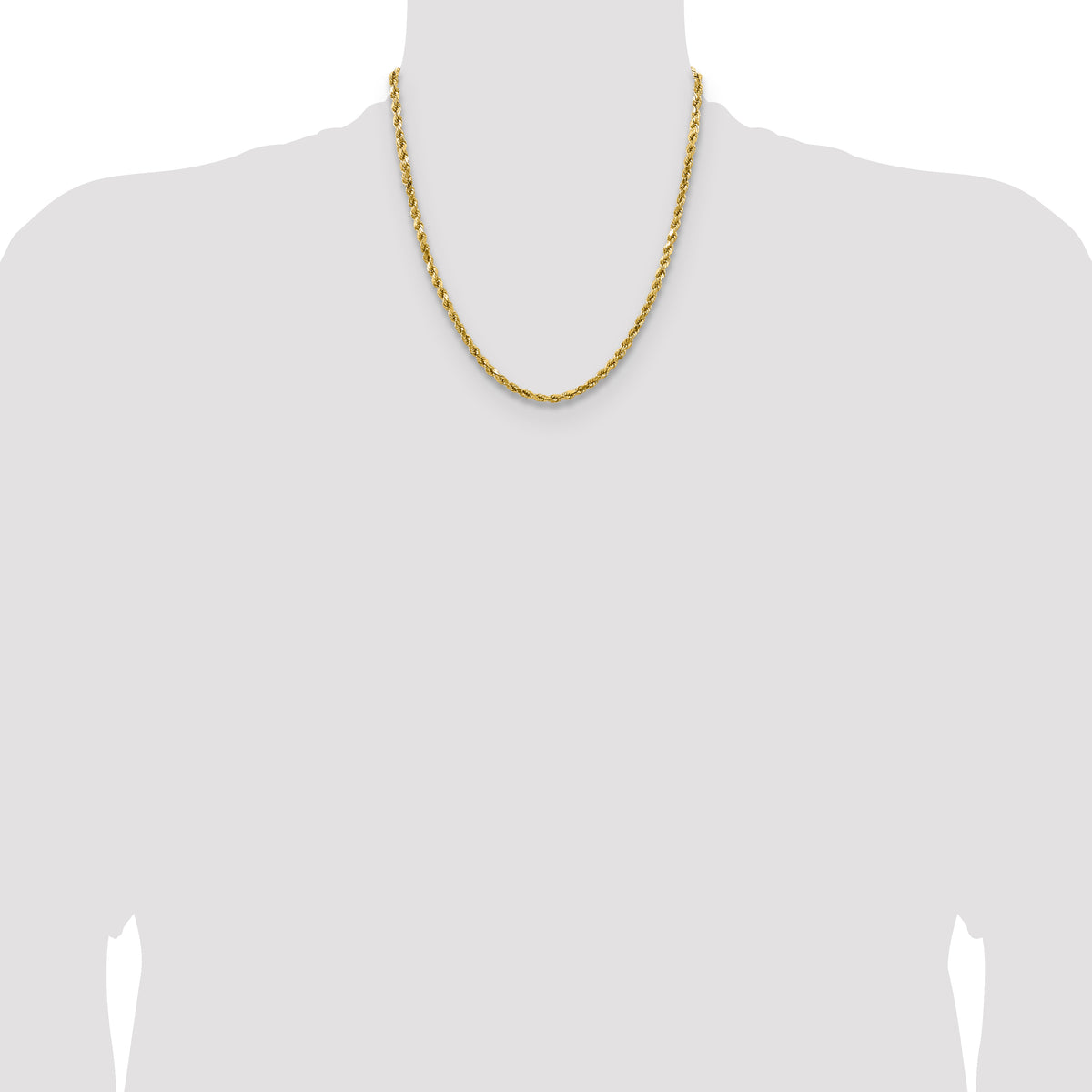 Gold (10K & 14K) Semi-Solid Diamond-Cut Rope Chain - 14k Yellow Gold / 20 in / 4 mm