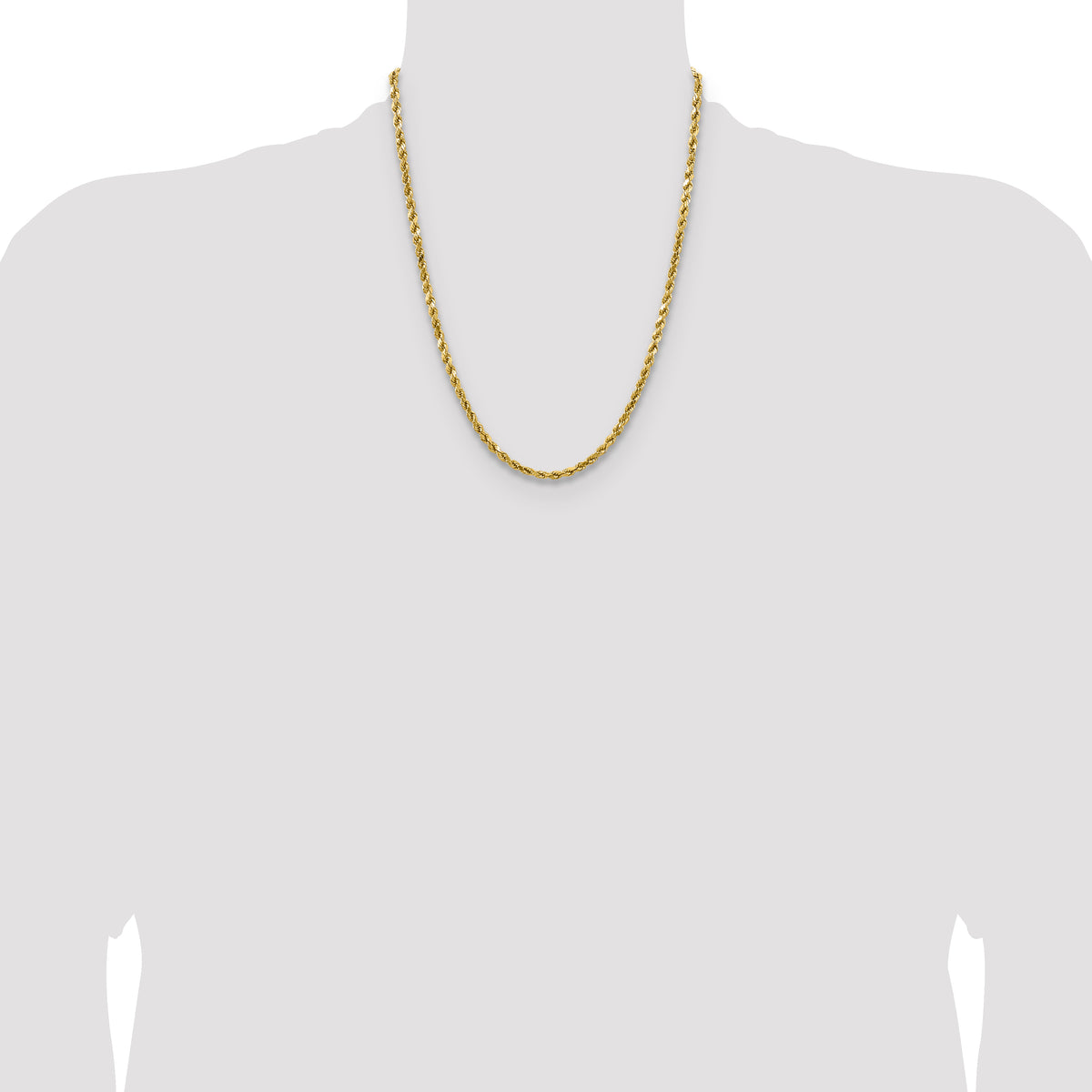 Gold (10K & 14K) Semi-Solid Diamond-Cut Rope Chain - 14k Yellow Gold / 22 in / 4 mm