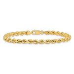Gold (10K & 14K) Semi-Solid Diamond-Cut Rope Chain Bracelet - 14k Yellow Gold / 7 in / 4 mm