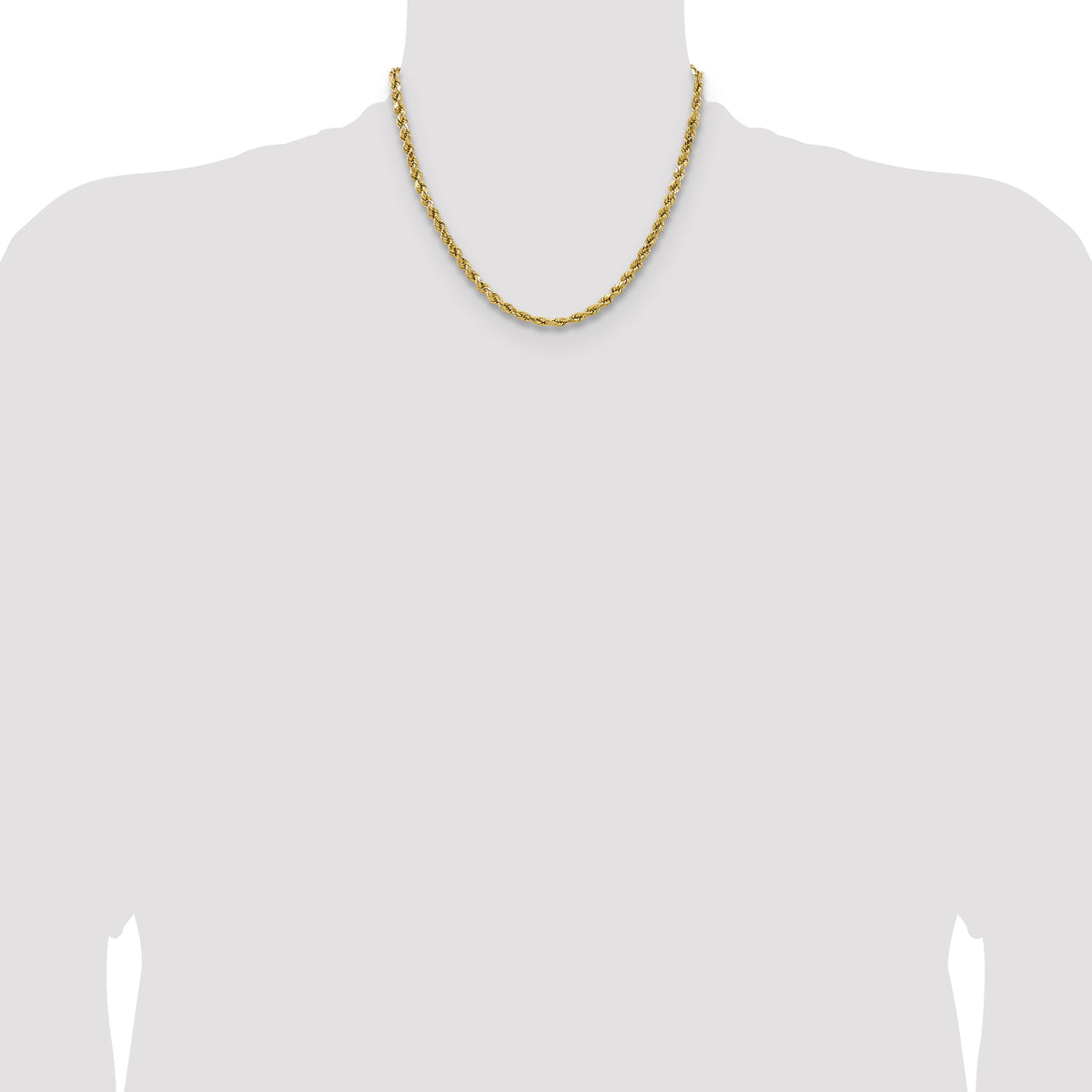 Gold (10K & 14K) Semi-Solid Diamond-Cut Rope Chain - 14k Yellow Gold / 18 in / 4.9 mm
