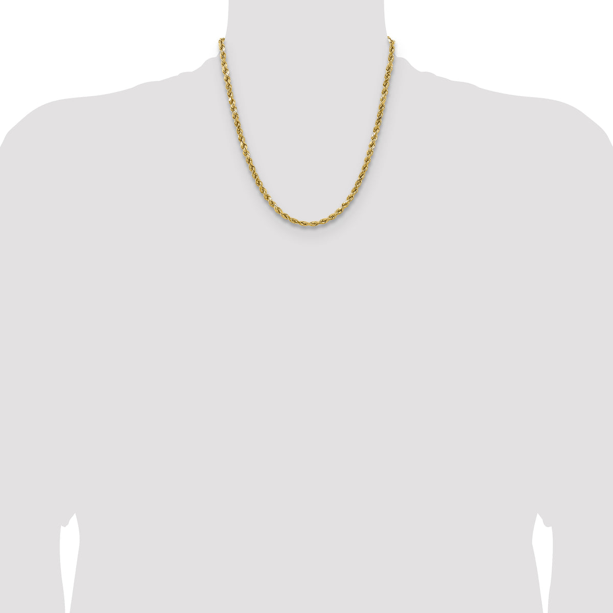 Gold (10K & 14K) Semi-Solid Diamond-Cut Rope Chain - 14k Yellow Gold / 20 in / 4.9 mm