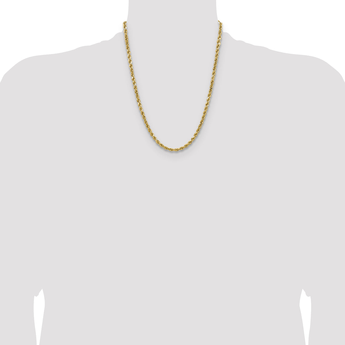 Gold (10K & 14K) Semi-Solid Diamond-Cut Rope Chain - 14k Yellow Gold / 22 in / 4.9 mm