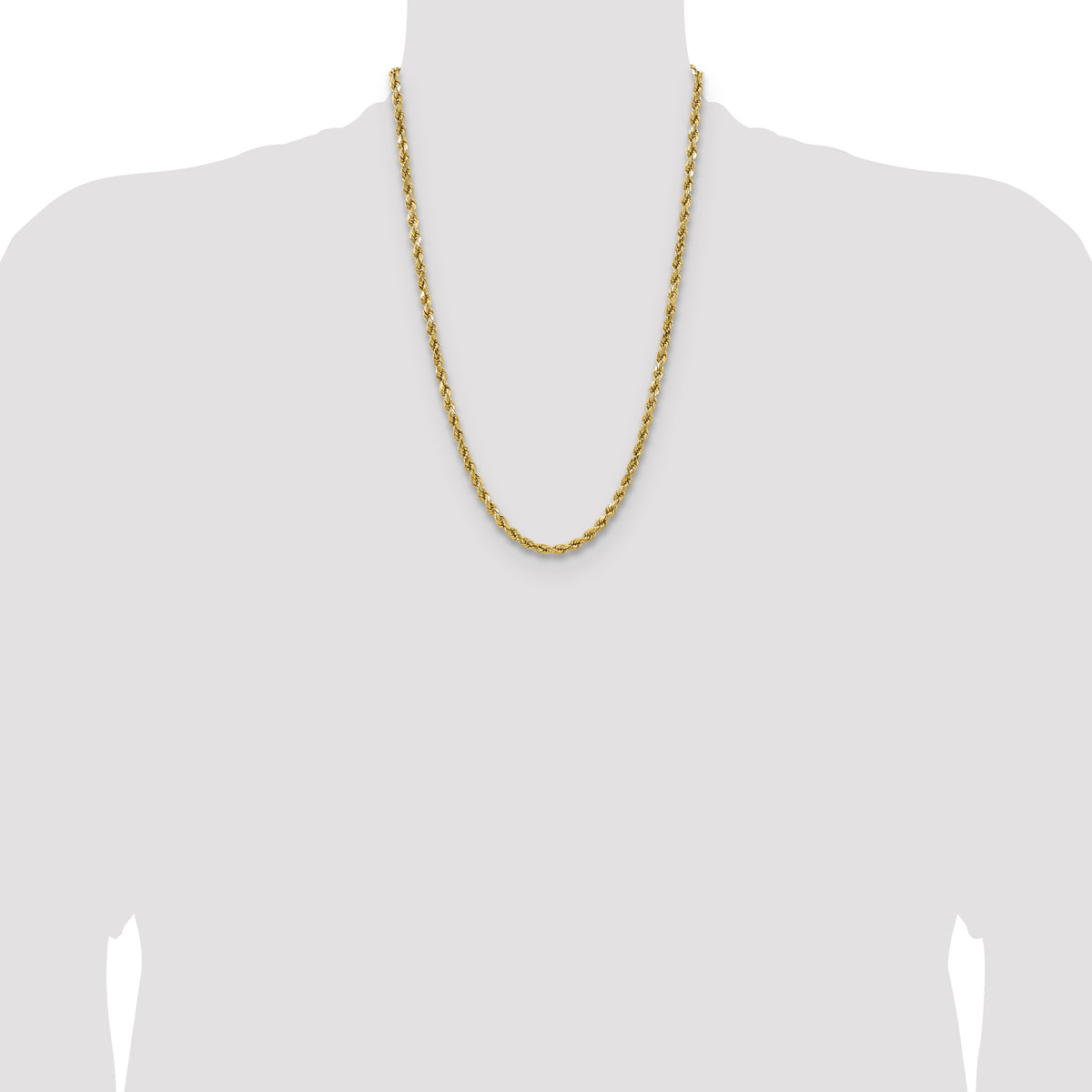 Gold (10K & 14K) Semi-Solid Diamond-Cut Rope Chain - 14k Yellow Gold / 24 in / 4.9 mm