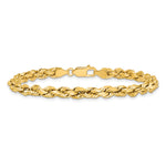 Gold (10K & 14K) Semi-Solid Diamond-Cut Rope Chain Bracelet - 14k Yellow Gold / 7 in / 4.9 mm