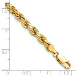 Gold (10K & 14K) Semi-Solid Diamond-Cut Rope Chain Bracelet - 14k Yellow Gold / 7 in / 4.9 mm