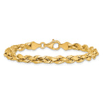 Gold (10K & 14K) Semi-Solid Diamond-Cut Rope Chain Bracelet - 14k Yellow Gold / 7 in / 5.5 mm