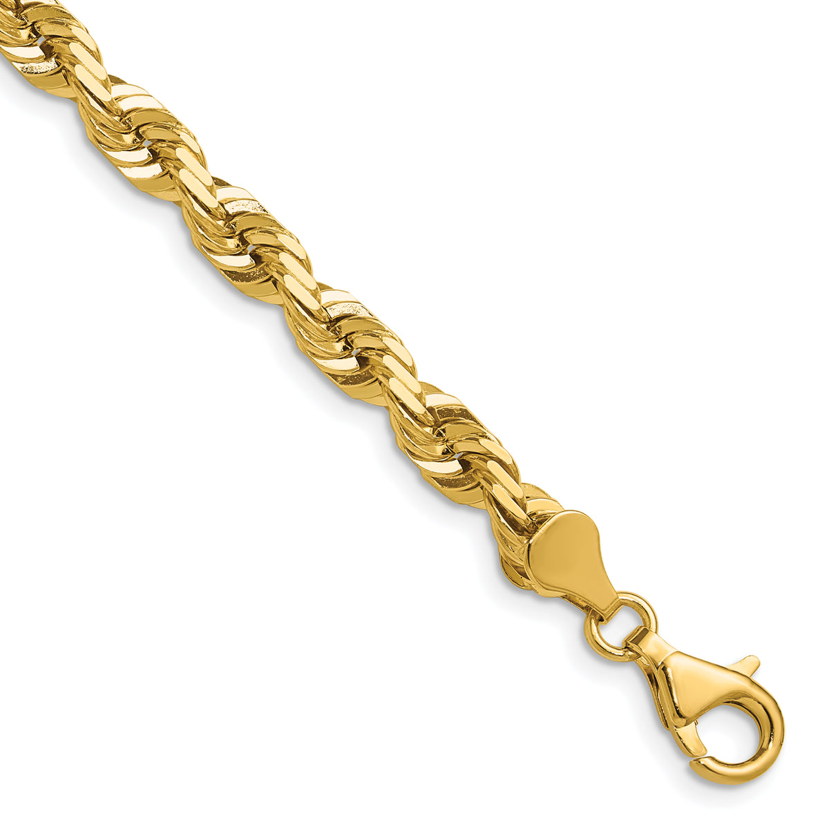 Gold (10K & 14K) Semi-Solid Diamond-Cut Rope Chain - 14k Yellow Gold / 16 in / 5.5 mm