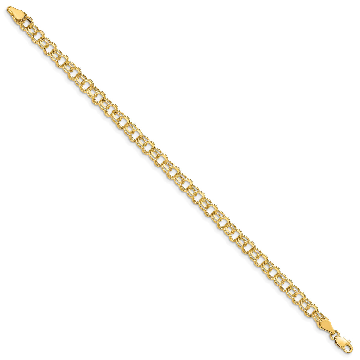 Gold Double Link Charm Bracelet - 14k Yellow Gold / 5 mm / 7 in