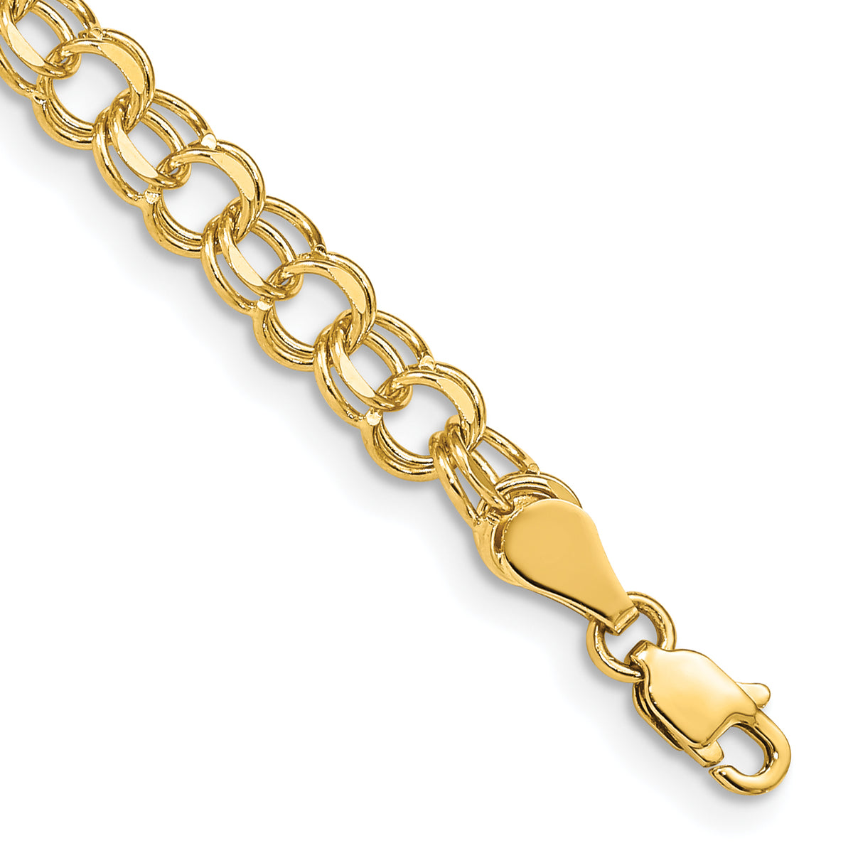 14k Gold Solid Double Link Charm Bracelet, 3-11 mm - 14k Yellow Gold / 5 mm / 8 in