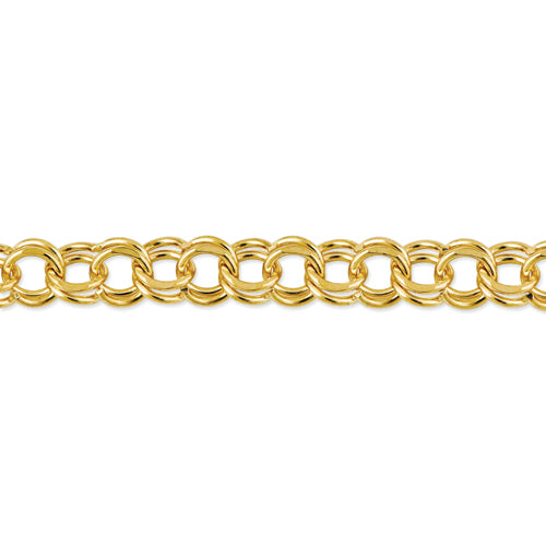 Gold Double Link Charm Bracelet - 14k Yellow Gold / 6 mm / 7 in