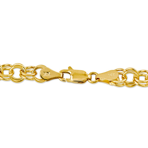 Gold Double Link Charm Bracelet - 14k Yellow Gold / 6 mm / 7 in