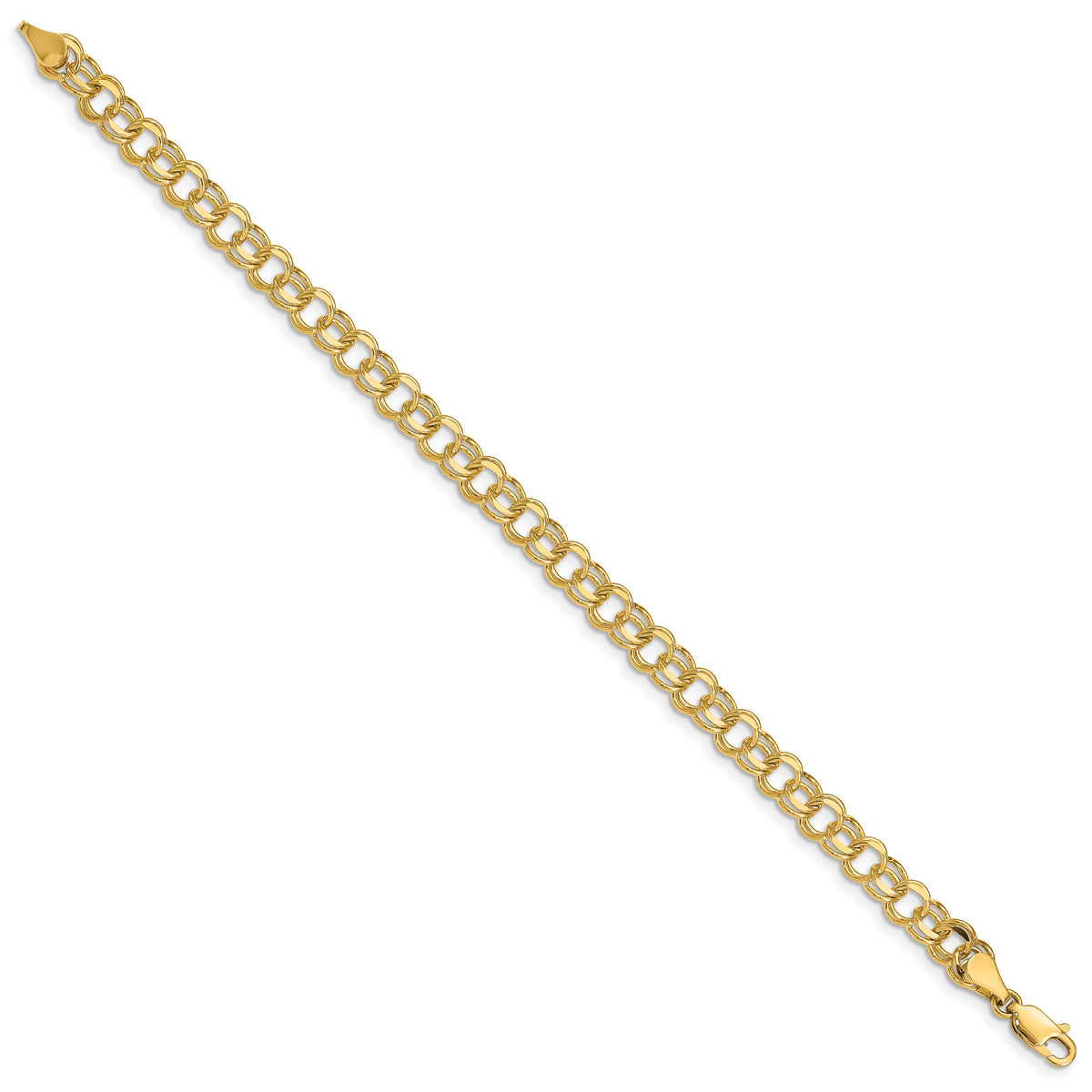 Gold Double Link Charm Bracelet - 14k Yellow Gold / 6 mm / 7 in