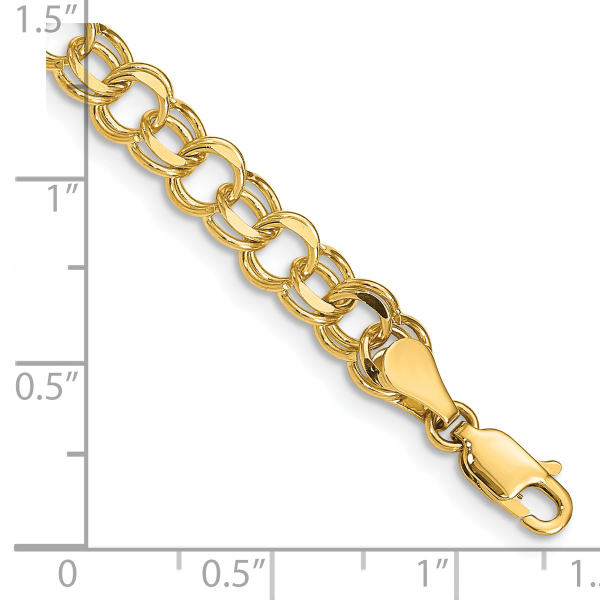 Gold Double Link Charm Bracelet - 14k Yellow Gold / 6 mm / 7 in