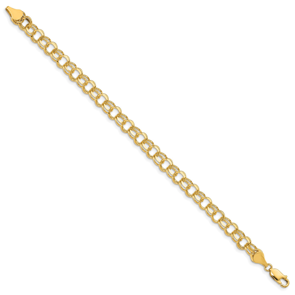 Gold Double Link Charm Bracelet - 14k Yellow Gold / 6.5 mm / 7 in