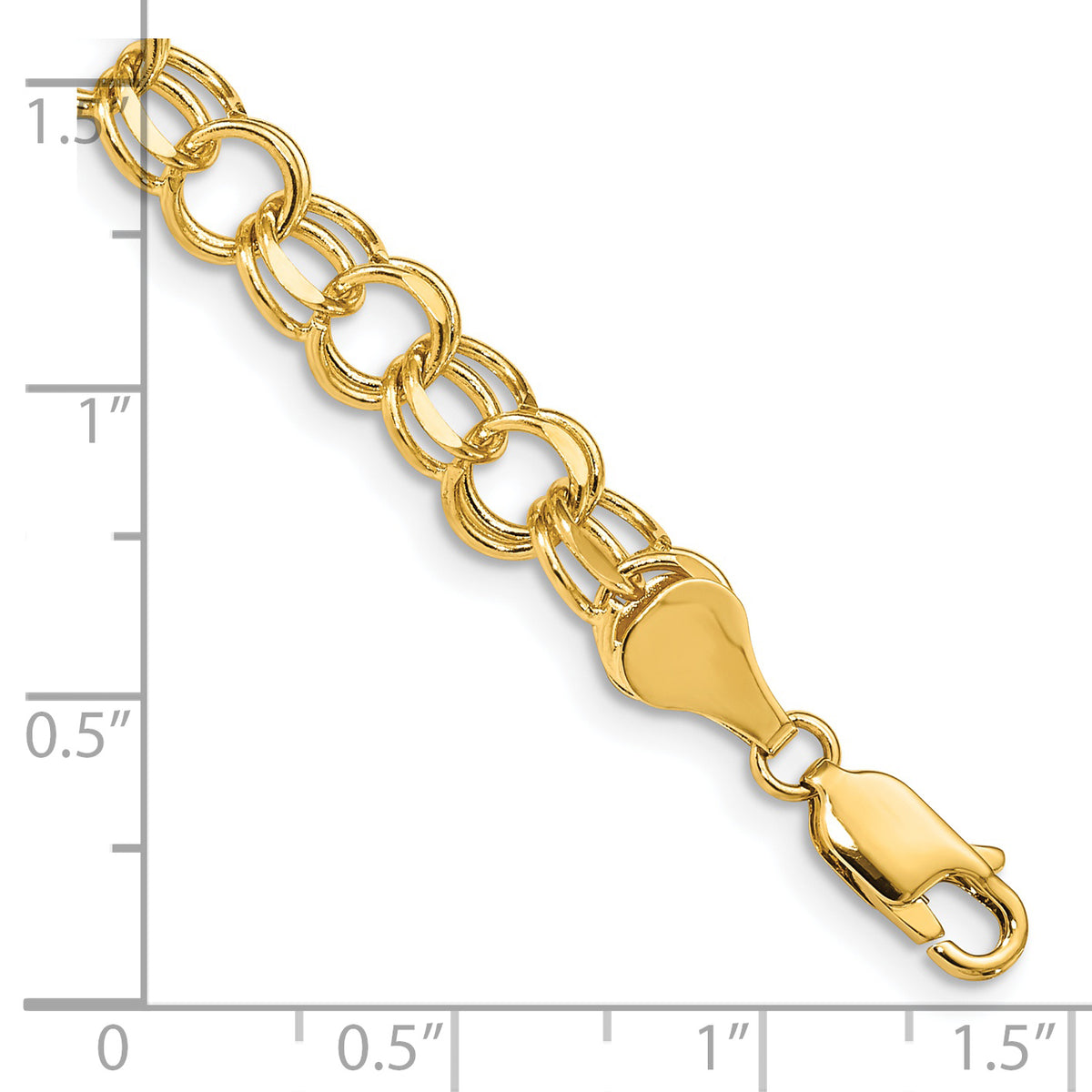 Gold Double Link Charm Bracelet - 14k Yellow Gold / 6.5 mm / 7 in