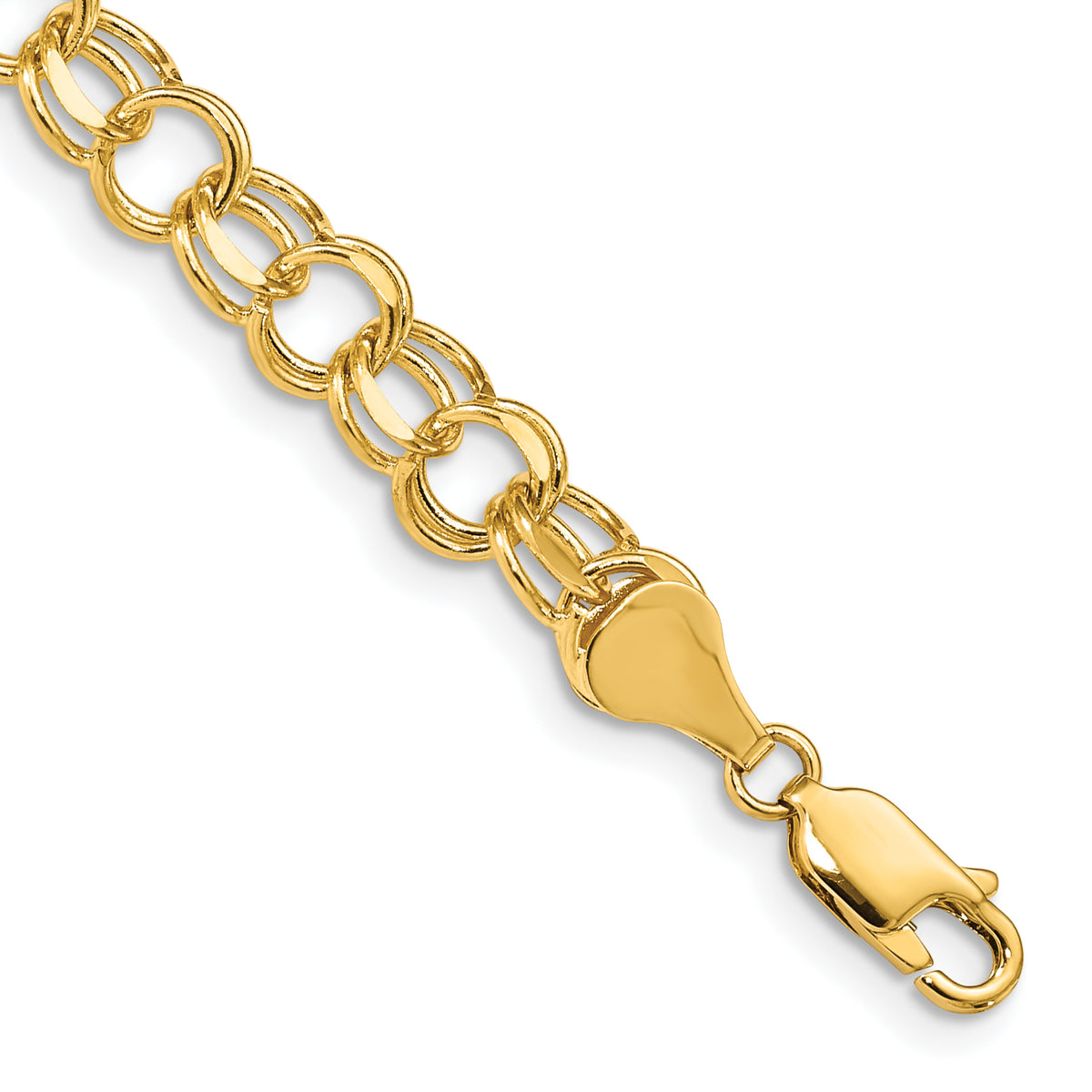 14k Gold Solid Double Link Charm Bracelet, 3-11 mm - 14k Yellow Gold / 6.5 mm / 8 in
