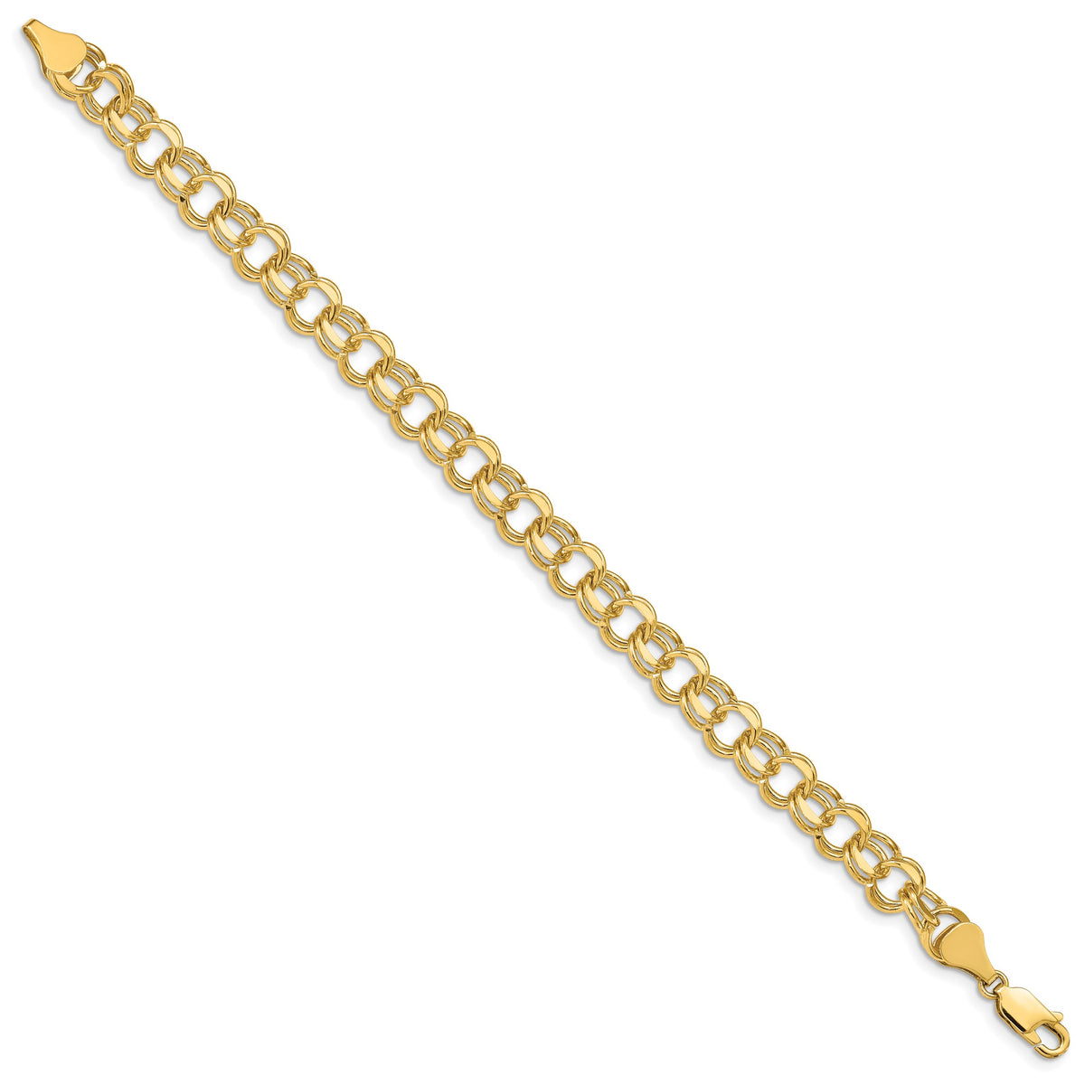 Gold Double Link Charm Bracelet - 14k Yellow Gold / 7.5 mm / 7 in