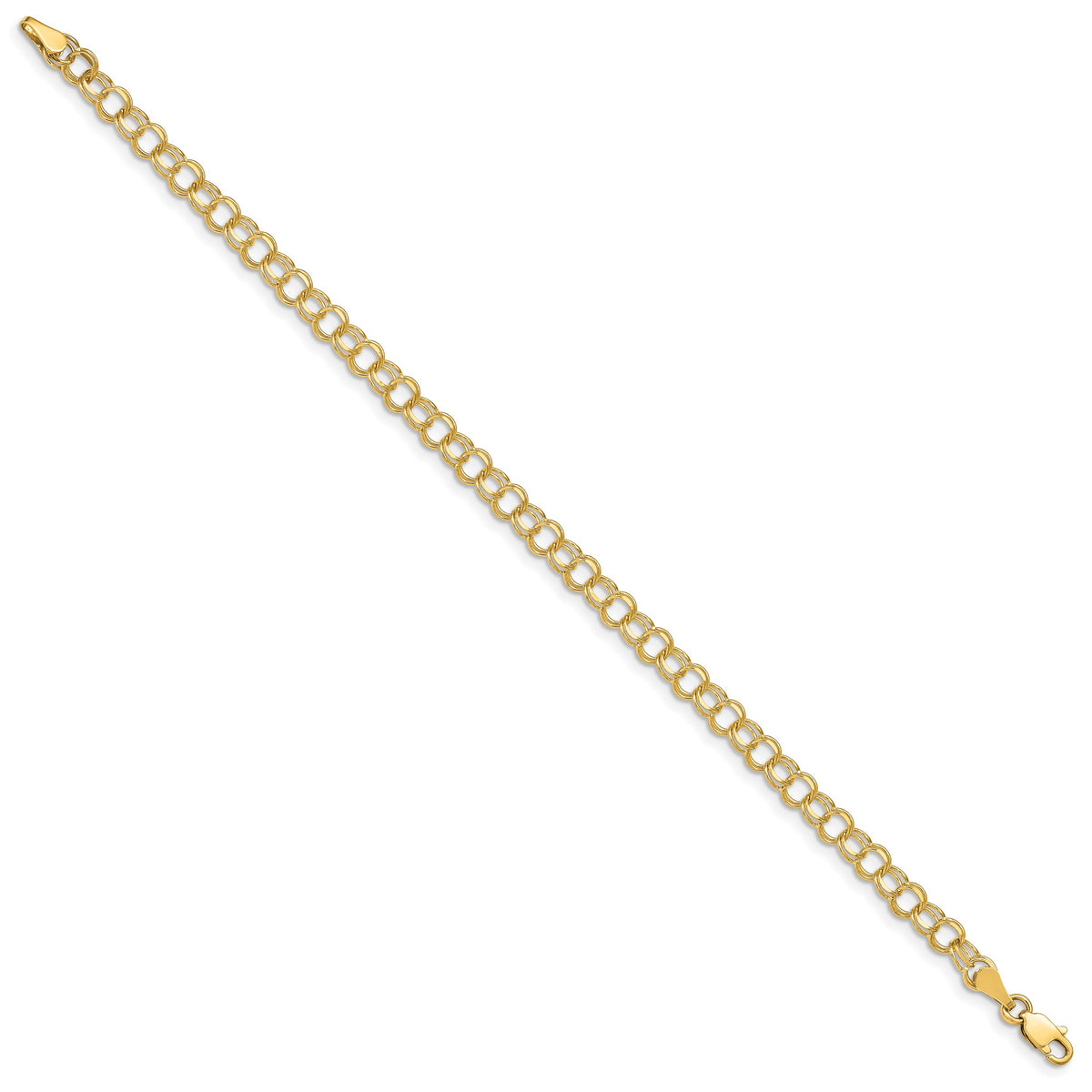 Gold Double Link Charm Bracelet - 14k Yellow Gold / 4 mm / 8 in