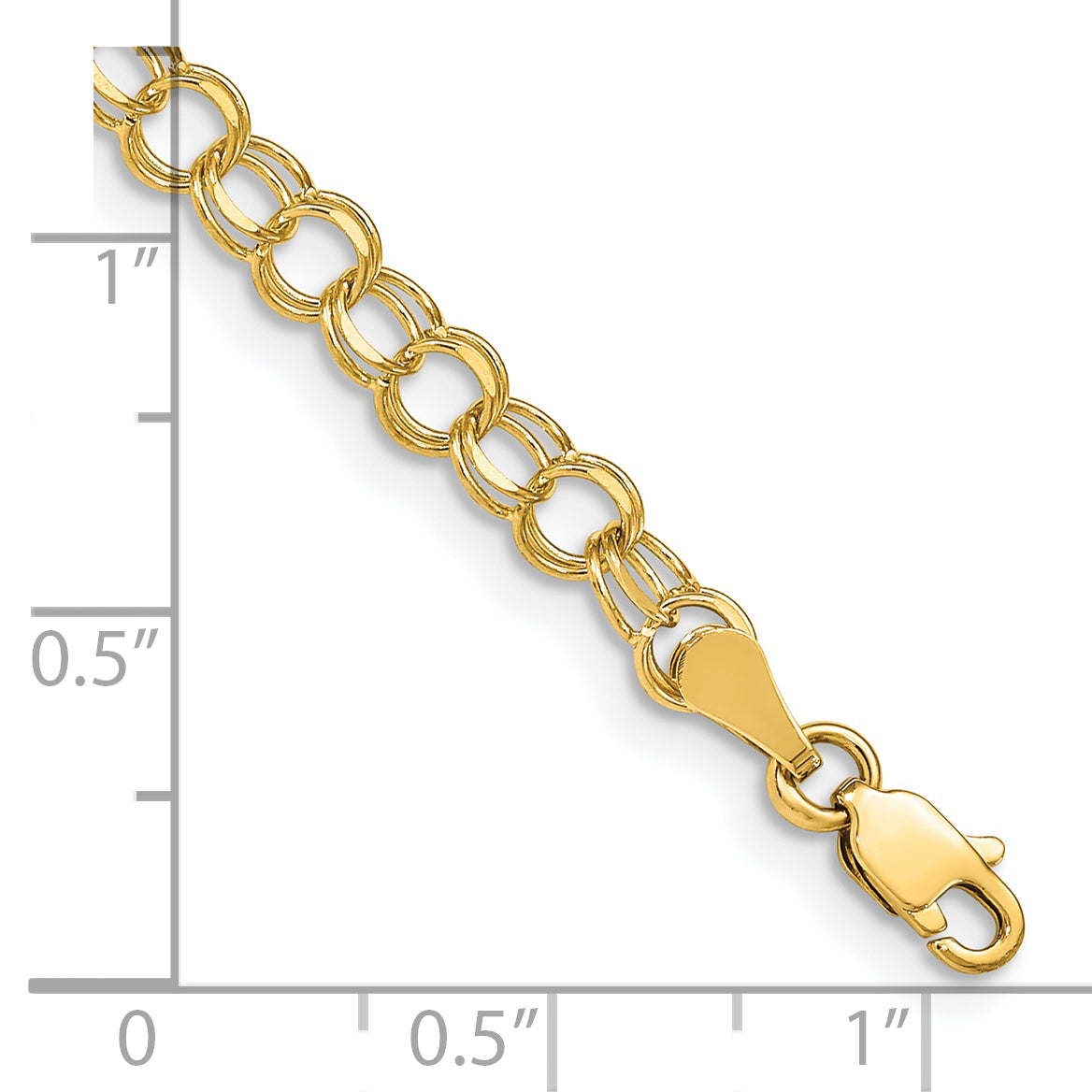 Gold Double Link Charm Bracelet - 14k Yellow Gold / 4 mm / 7 in