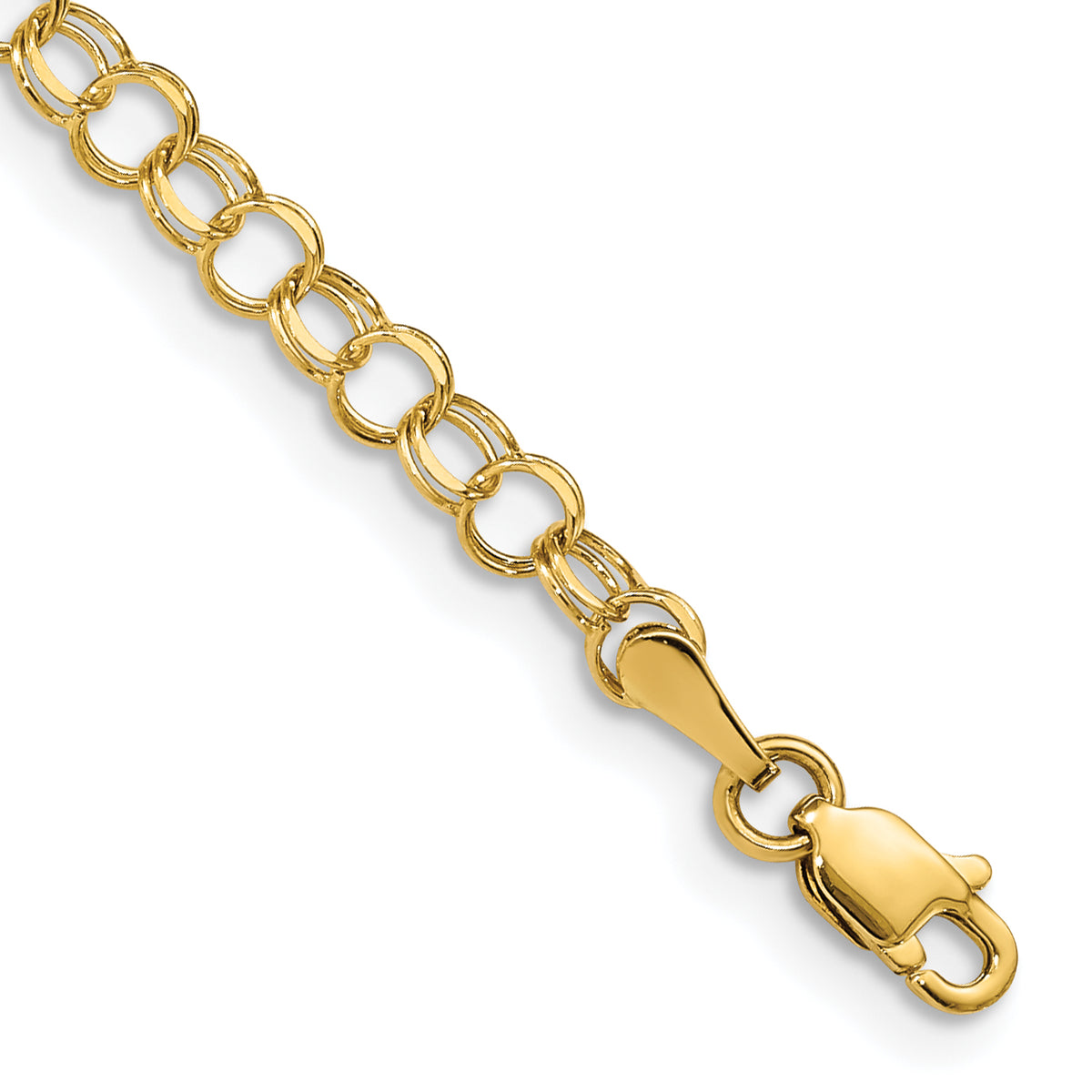 14k Yellow Gold 4mm Solid Double Link Charm Bracelet - 5.5 in