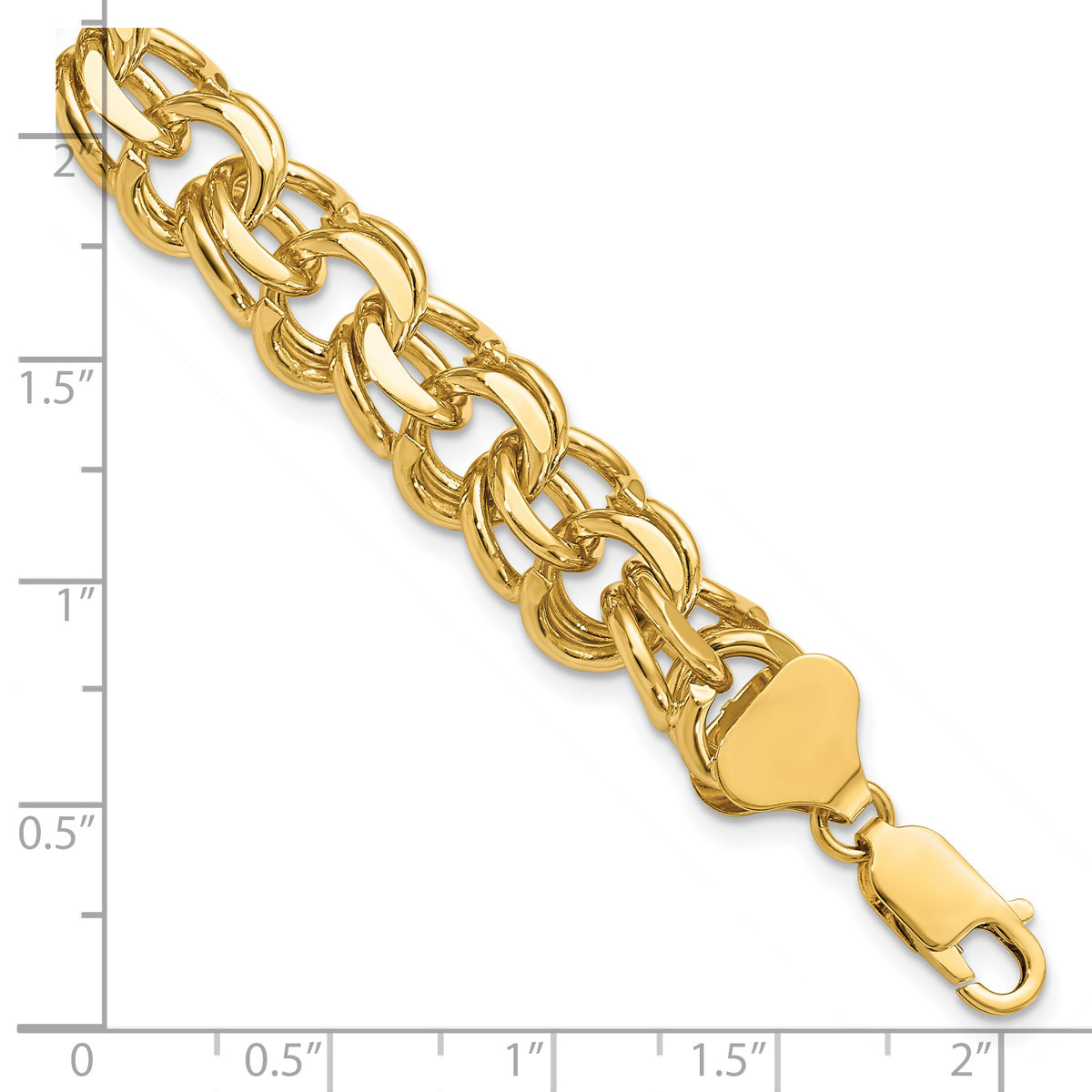 Gold Double Link Charm Bracelet - 14k Yellow Gold / 11 mm / 7 in