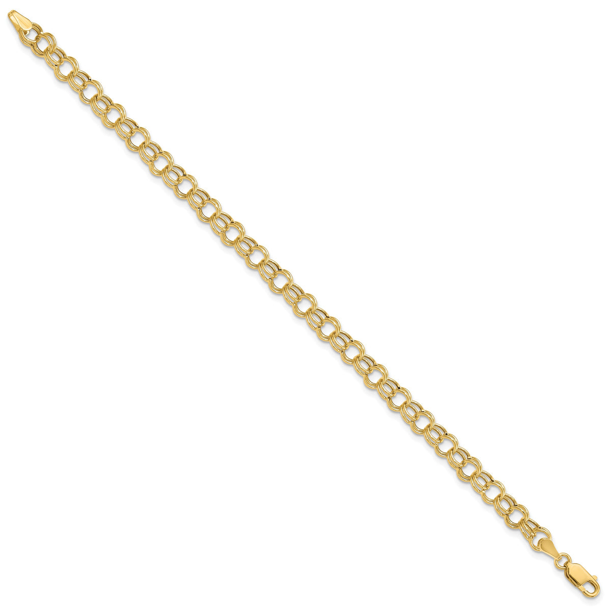 14k Yellow Gold 6mm Hollow Double Link Charm Bracelet, view 2 - 8 in
