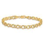 14k Yellow Gold 6mm Hollow Double Link Charm Bracelet, view 3 - 7 in