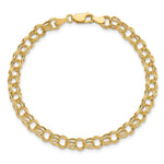 14k Yellow Gold 6mm Hollow Double Link Charm Bracelet, view 4 - 7 in