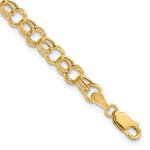 14k Yellow Gold 6mm Hollow Double Link Charm Bracelet - 6 in