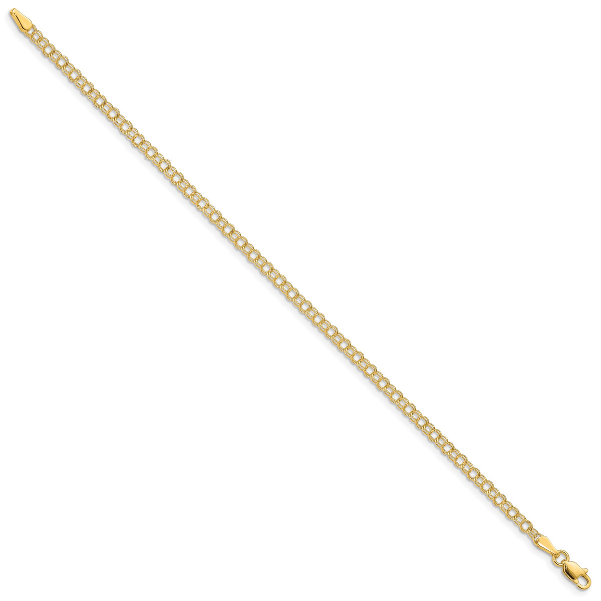 Gold Double Link Charm Bracelet - 14k Yellow Gold / 3 mm / 8 in