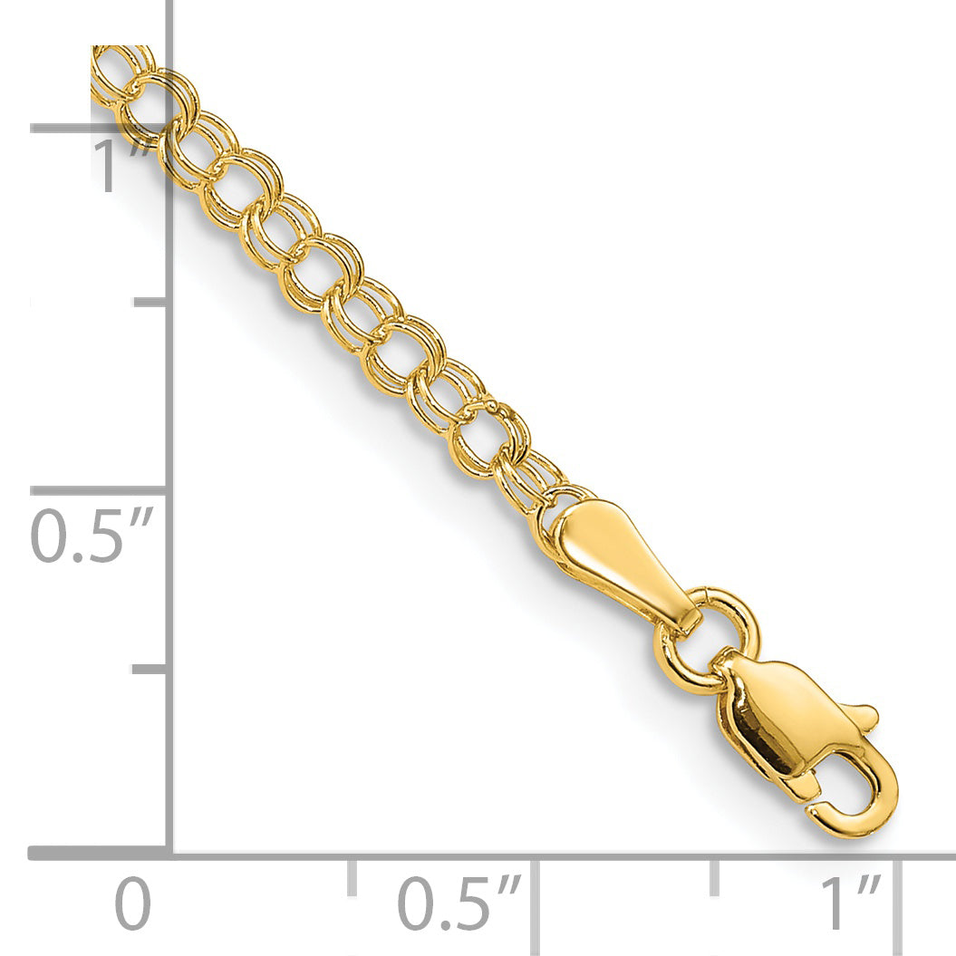 Gold Double Link Charm Bracelet - 14k Yellow Gold / 3 mm / 8 in