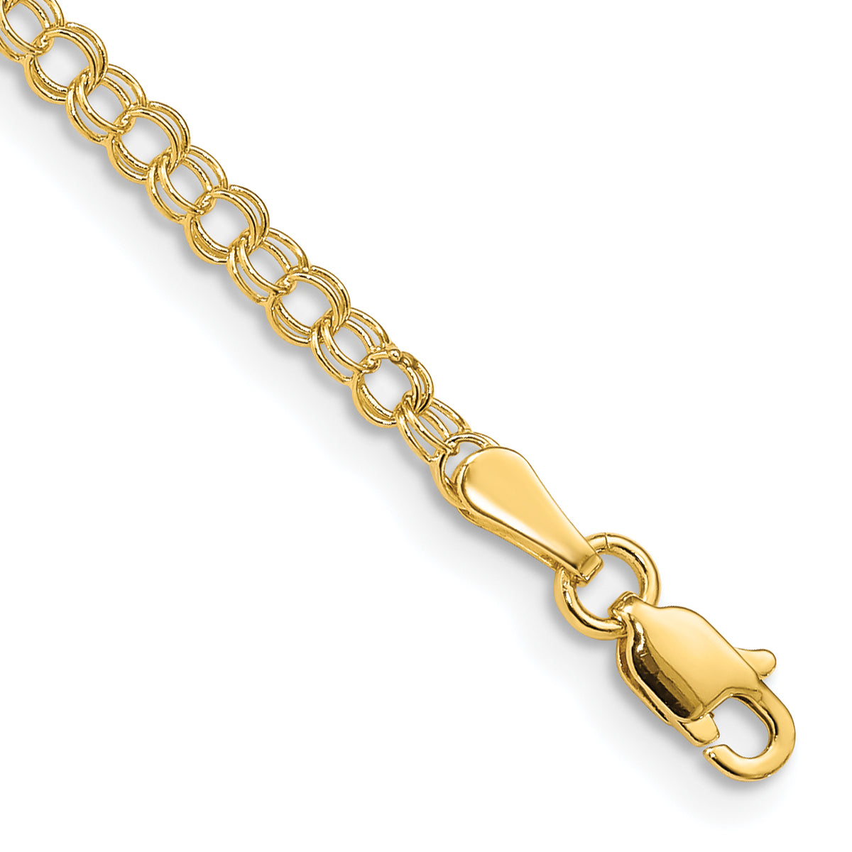 Gold Double Link Charm Bracelet - 14k Yellow Gold / 3 mm / 5.5 in